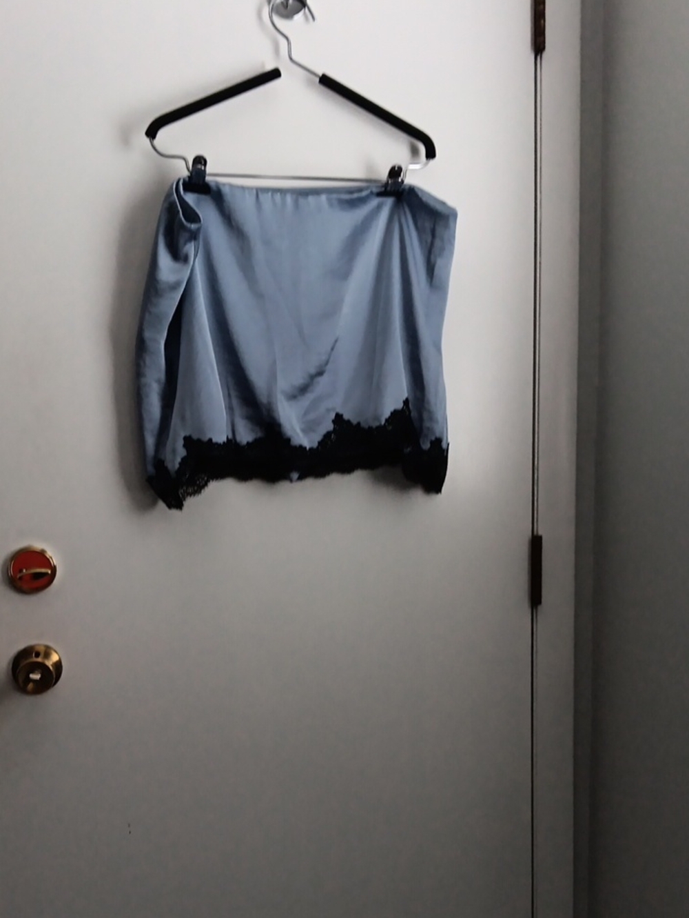 Abercrombie & Fitch Sky Blue Seam-Detail Skort With Black Lace Hem